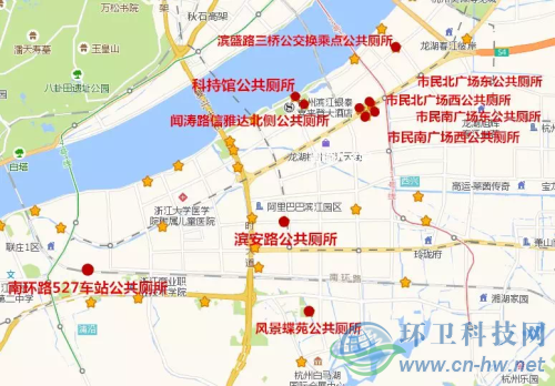 濱江10座智慧公廁地址分布。